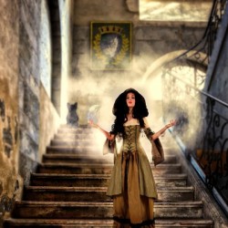 on the stairs